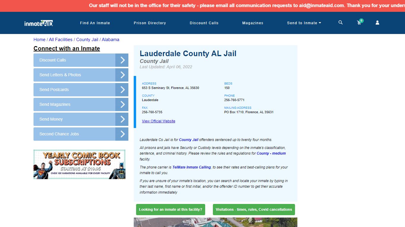 Lauderdale County AL Jail - Inmate Locator - Florence, AL