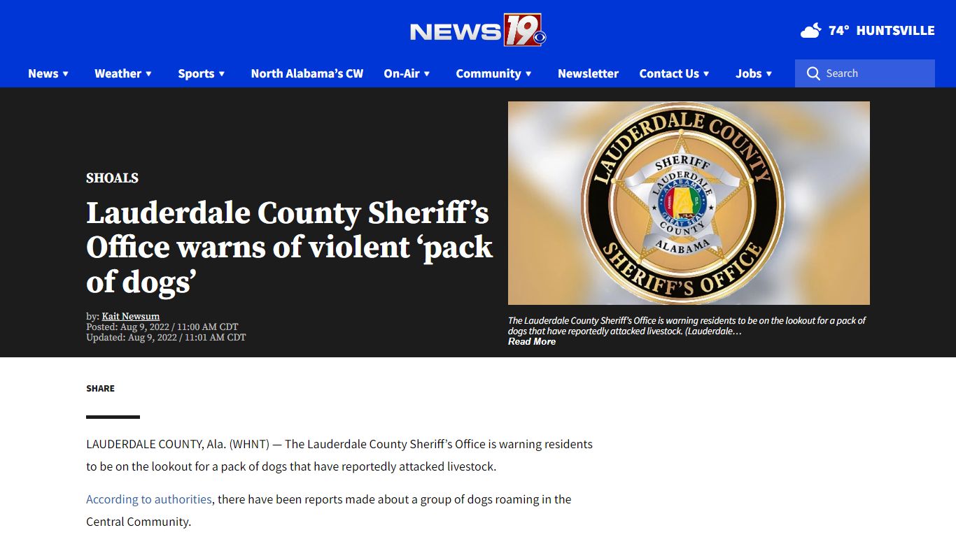 Lauderdale County Sheriff’s Office warns of violent ‘pack of dogs’